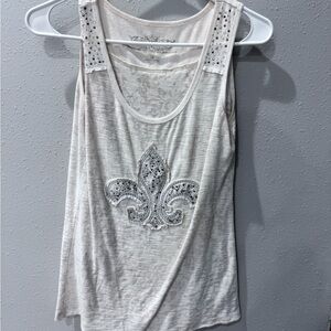 Maurices Cream Tank Top with Fleur-de-Lis Design